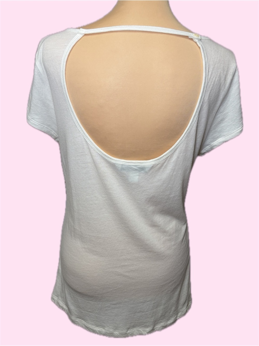 Banana Republic Off White Scoop Neck Short Sleeve Tee with Pocket